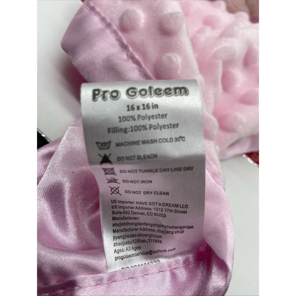 Pro Goleem Pink Bunny Security Blanket Minky Dot Satin Trim Lovey 16x16